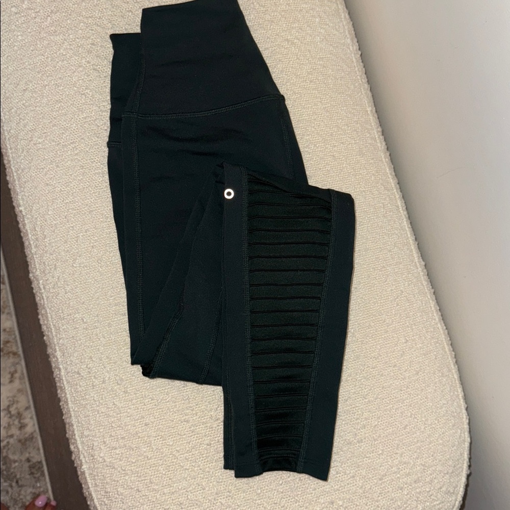 Hunter Green Leggings with Mesh Detail
